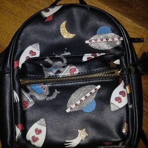 Stylish Black Backpack with Space Design